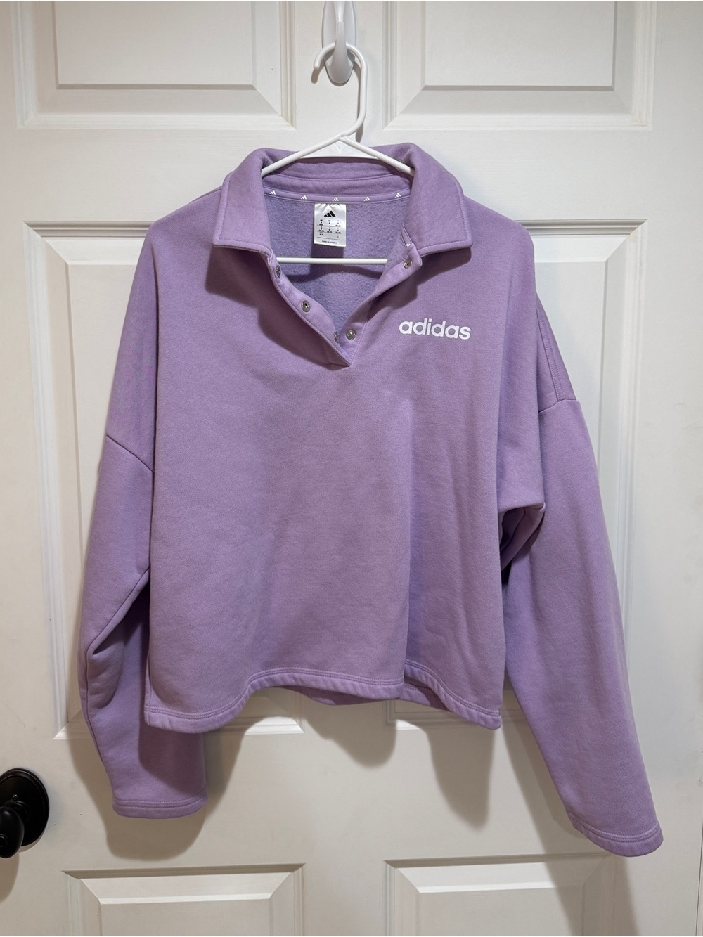 adidas Lavender Snap-Front Pullover Sweatshirt